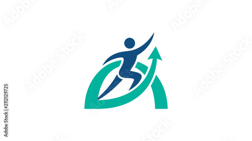 Quadro su tela Person Running Upward with Arrow.