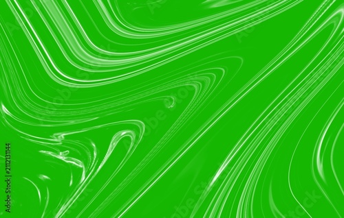Abstract Green Fluid Wave Lines Background with White Curved Patterns