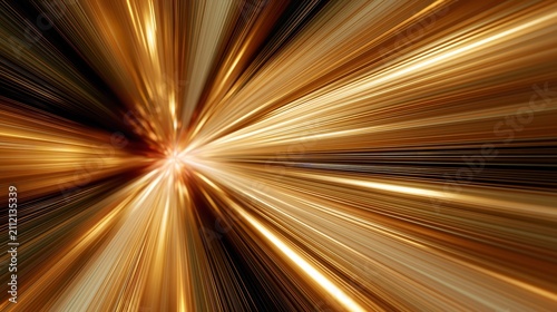 Abstract Golden Light Streaks Exploding from Center Point