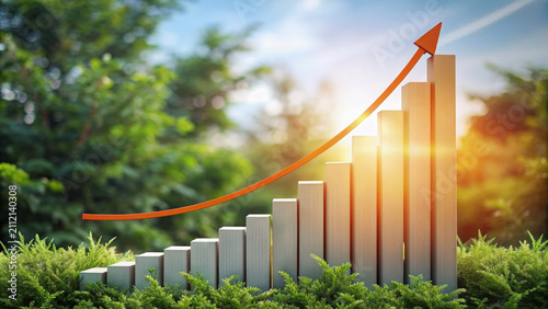 Rising Trend of Bar Chart With Orange Arrow