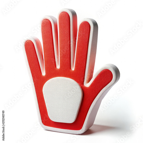 Red and White Hand-Shaped Object on White Surface