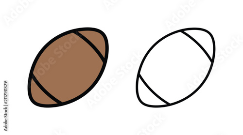 Quadro su tela American Footballs Flat Vector Illustration On White Background