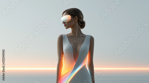 Serene Female Profile with Flowing Purple Thoughts and Inner Calm