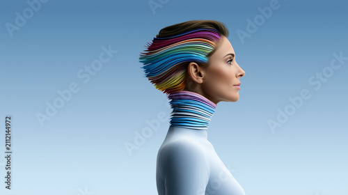 Colorful Female Profile Representing Identity and Neurodivergent Mind