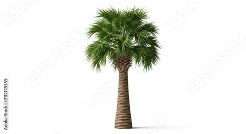 Sabal Palmetto or Cabbage Palm Tree Isolated on White Background