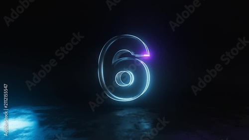 Neon countdown timer animation with glowing numbers on dark background.