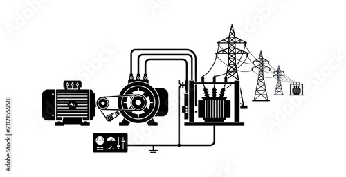 Fotografie Electrical Power Generation and Transmission Infographic