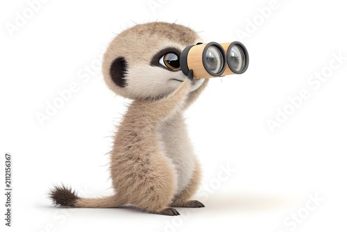 Cute meerkat looking through binoculars
