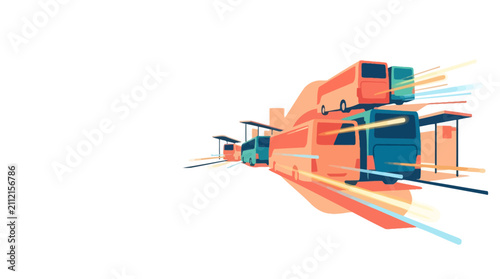 Stylized Public Bus Transit Vector with Dynamic Speed Lines