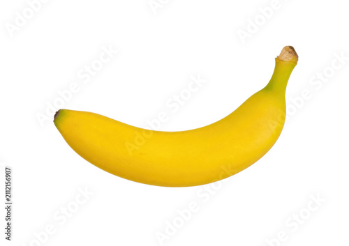 Obraz na płótnie A single ripe yellow banana isolated on a clean white background