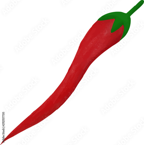 Red Hot Chili Pepper Illustration with Watercolor Texture