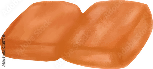 Watercolor Fried Tofu Blocks Atsuage Illustration