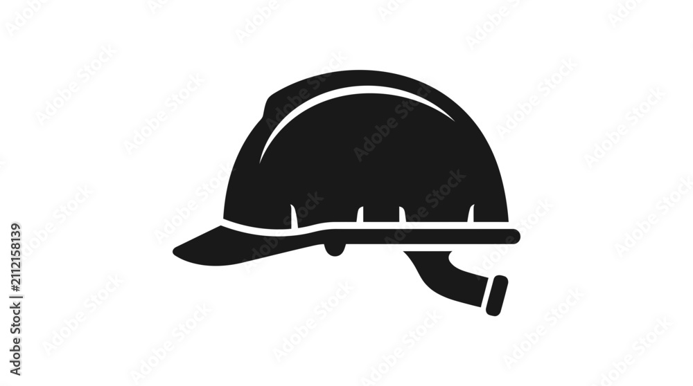 Fototapeta premium Black Hard Hat Safety Construction Helmet.