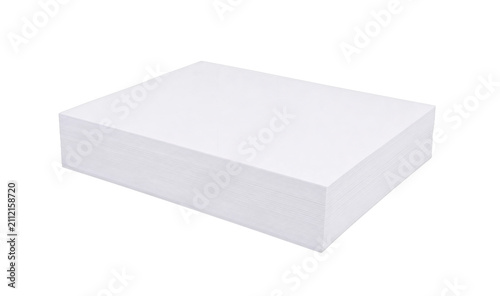 Obraz na plátně Stack of blank white paper sheets on a clean white background