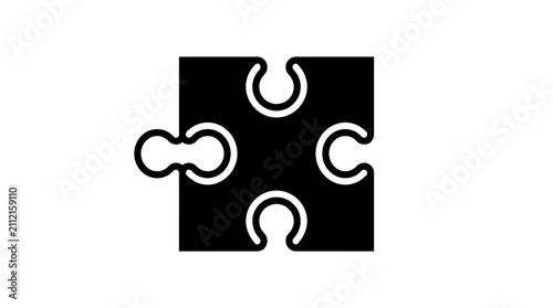 Canvastavla Black puzzle pieces connected together.