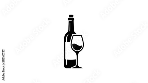 Bild auf Leinwand Wine bottle with wine glass.