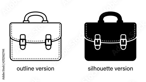 Bild auf Leinwand Briefcase icon: Outline and silhouette versions of a briefcase
