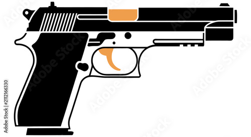 Фотография Firearm Silhouette On White Background A Simplified Vector Illustration automati