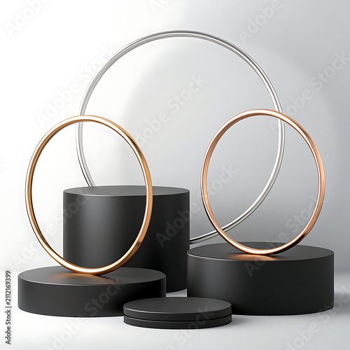 Cylinder podium modern pedestal product stand 3d rendering