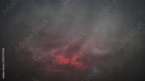 Dramatic Dark Fog and Smoke Background with Warm Red Light Rays for Mysterious Scene