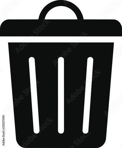 Trash Can Icon with Minimalist Silhouette Symbolizing Deletion, User Interface Design