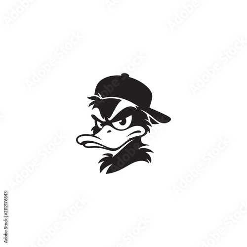 Angry Duck Mascot Head Silhouette