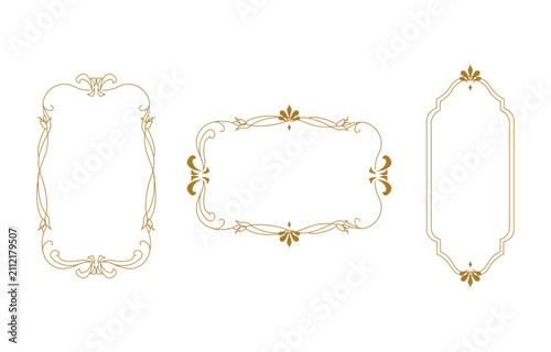 Vászonkép Set of elegant vintage gold decorative frames with floral ornamental borders
