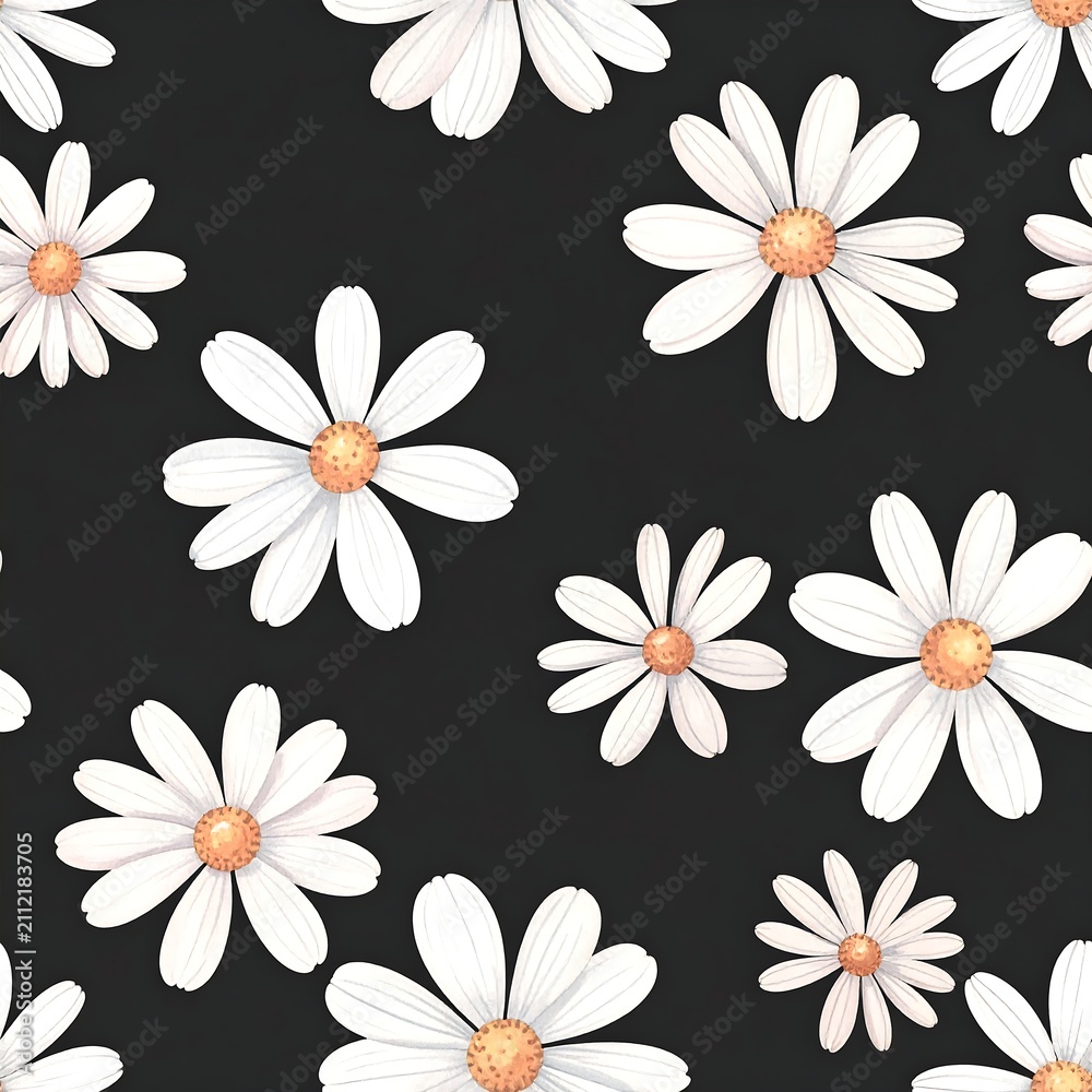 Fototapeta premium Soft Pastel Daisy Wildflower Seamless Texture For Textile Design