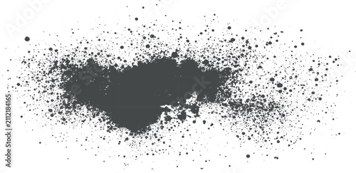 Abstract Black Grunge Paint Splash with Distressed Ink Splatter Texture Spray Effect and Rough Stain Overlay Isolated on White Background
