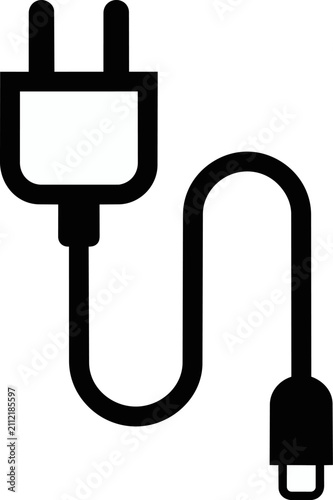 Electrical Plug Icon with Power Cord Symbolizing Energy Connectivity, Technology, Power, Utility, Electronics