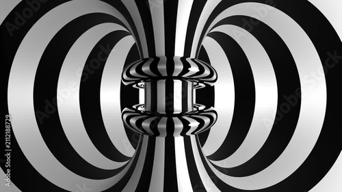 Slow Rotating Hypnotic Black and White Torus Optical Illusion Seamless Loop