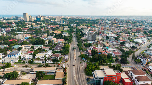 Принти на полотні Accra Ghana cityscape with kanda highway dividing residential areas and commerci