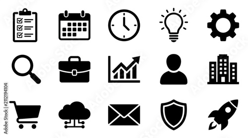 Collection of Business and Technology Icons.