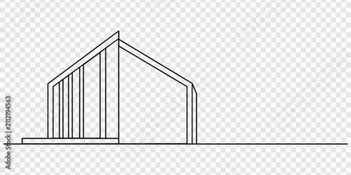 House Building continuous one line drawing, Modern house in continuous line art drawing style. Contemporary building architectural model black linear design isolated on white background. Vector