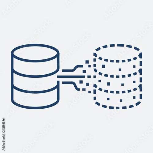 Synthetic data generation icon with database cloning and artificial dataset replication node.