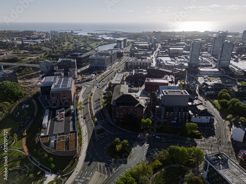 Obraz na plátne Aerial view of regeneration work in Sunderland