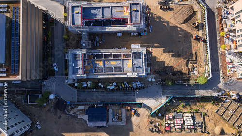 Quadro su tela Aerial view of regeneration work in Sunderland