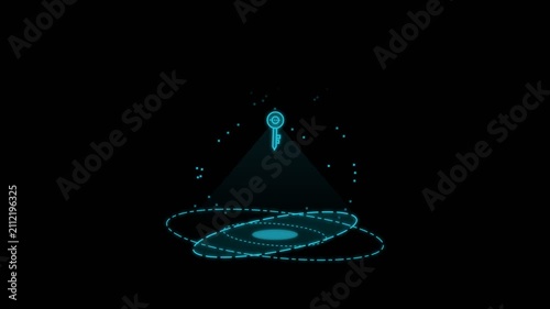 Futuristic Holographic DJ Performing Electronic Music Set in Dark Virtual Space.