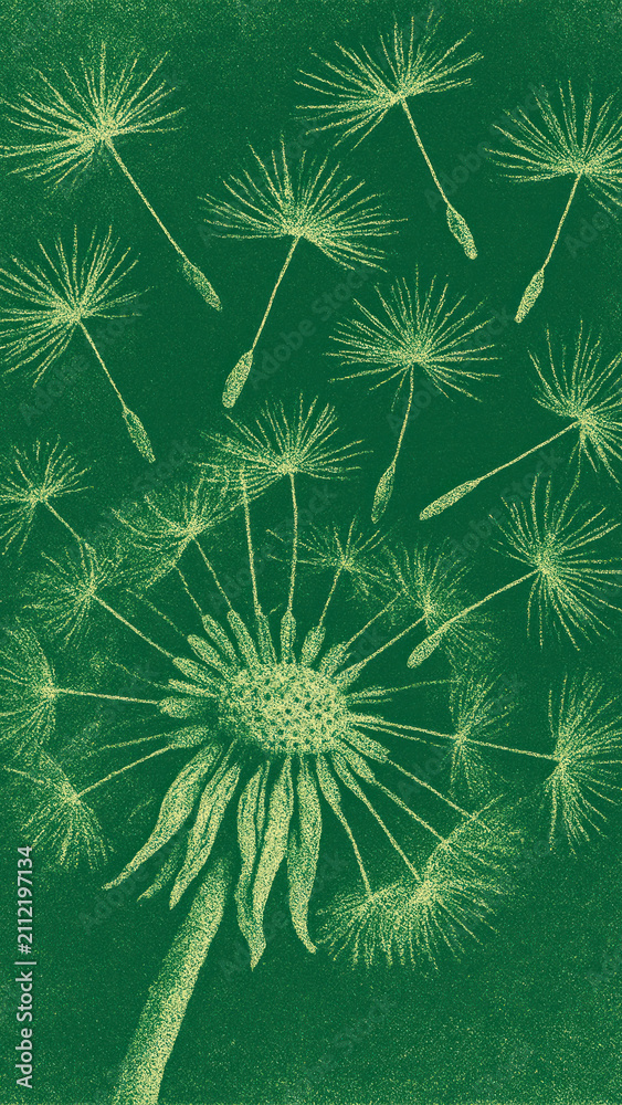 Obraz premium Dandelion seeds blowing mobile wallpaper