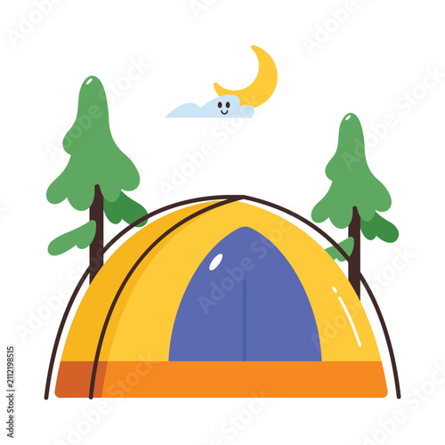 Camping Tent Vector Flat icon. EPS File 