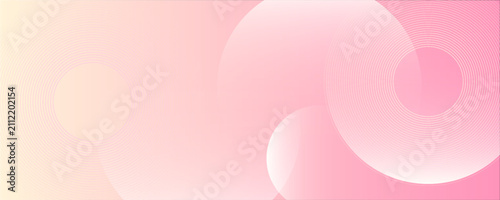 Minimalist banner background, pastel colorful, pink and yellow gradations. Circle effect style geometric, abstract background.