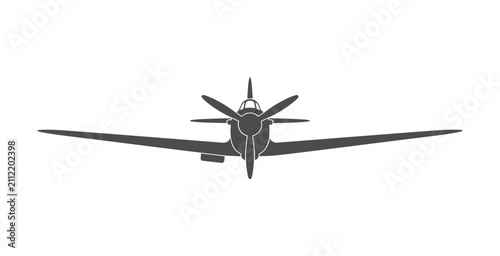 Propeller Plane Front View Silhouette Vector Icon