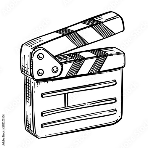 clapperboard vector line art hand drawn illustration
