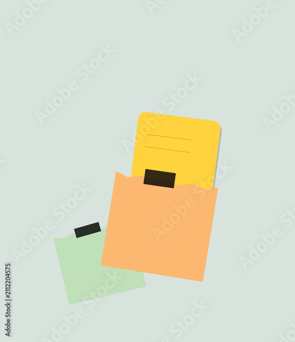 Colorful overlapping sticky notes with black tabs