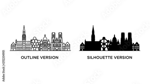 Obraz na plátně Cityscape Outline and Silhouette