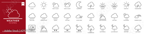 Konstfotografi Weather, Outline icons collection