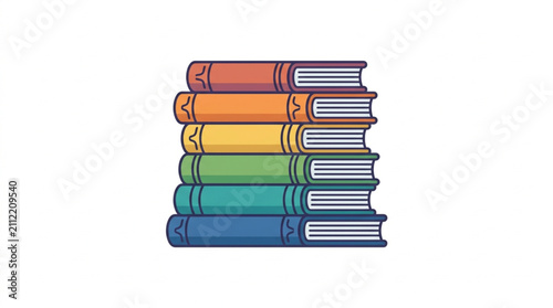 Фотография Stack of colorful books on a white background.