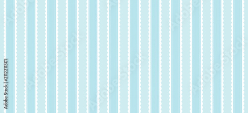 Obraz na płótnie Seamless vertical stripes pattern with lace trim in pastel blue and white