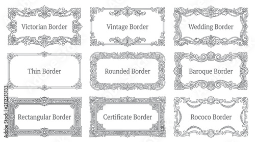 Ornate Decorative Borders Vintage Victorian Wedding Baroque Rococo Certificate