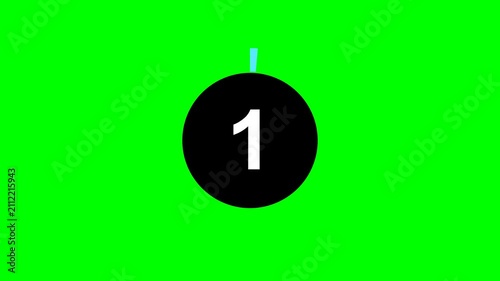 Countdown number 4 on green screen background with blue progress circle
